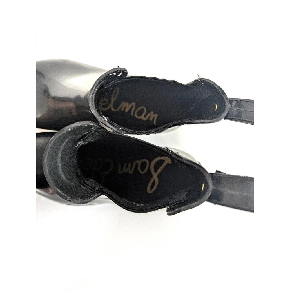 Sam Edelman Tinsley Black Patent Gloss Rubber Chelsea Boots - Size 5 Womens